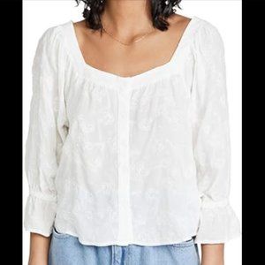 NWOT BB Dakota Canyon Sunrise White Boho Blouse, S/M